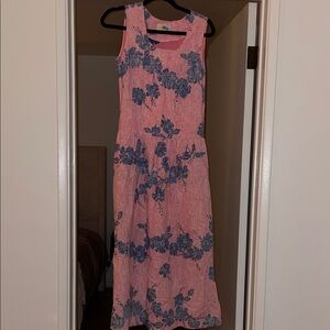 Reyn Spooner Pink and Blue Floral Maxi Dress